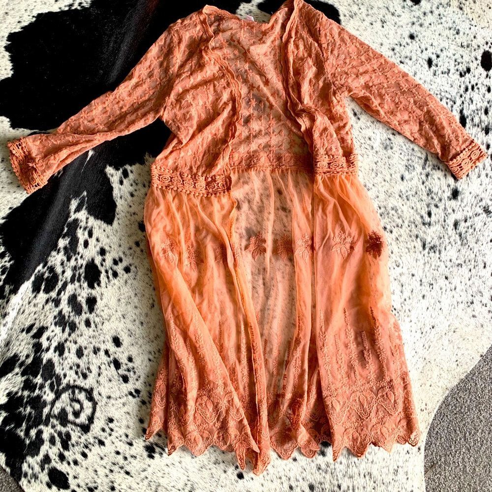Dusty Pink Lace Kimono